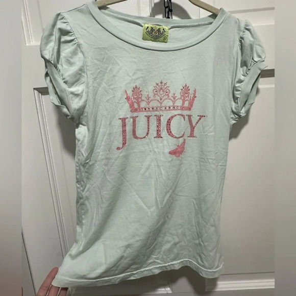 Y2K Juicy Couture Rhinestone Butterfly Blouse Size Large - Picture 2 of 4